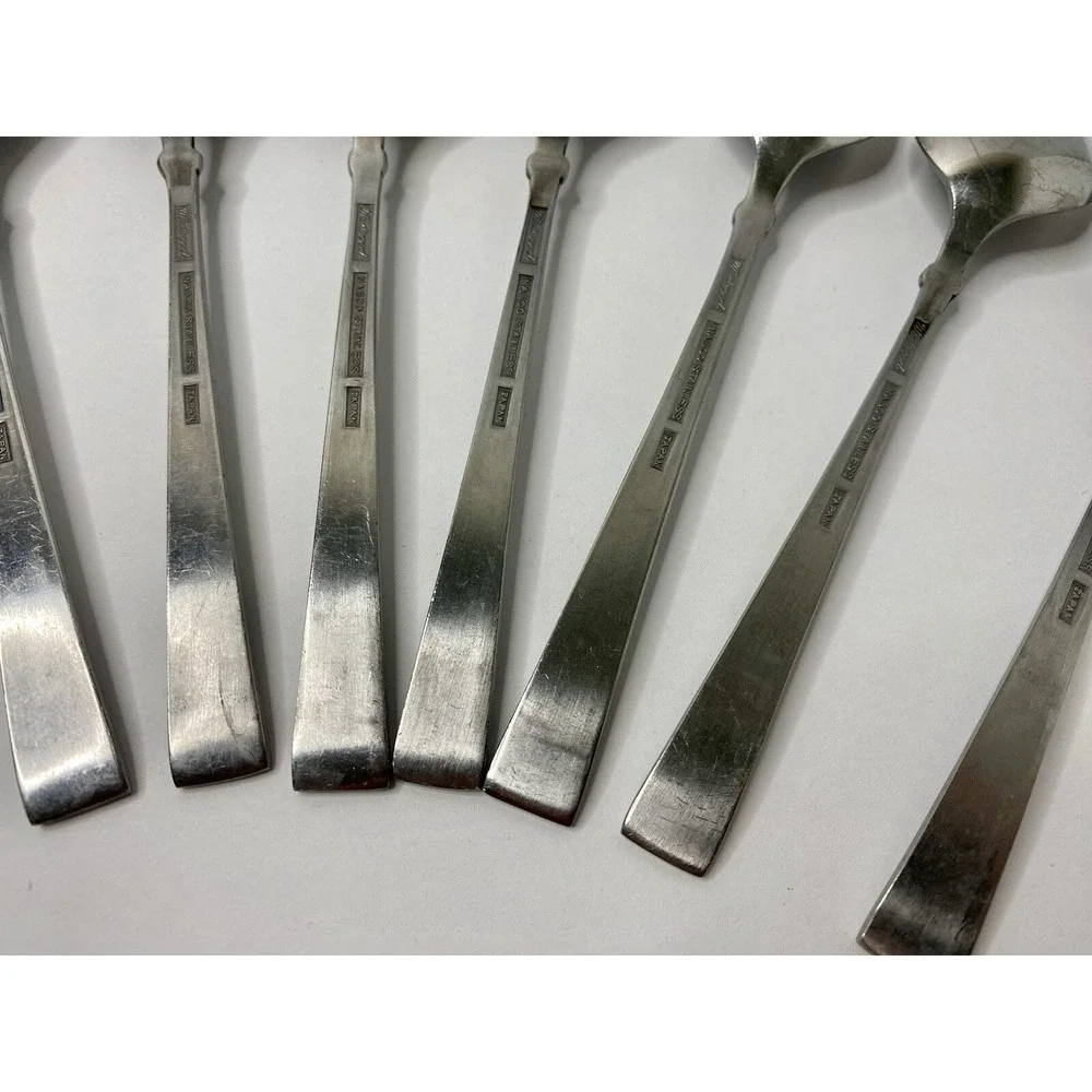 Nasco Stainless Steel Westwood Teaspoons Lot of 7 Made in Japan Rose Floral